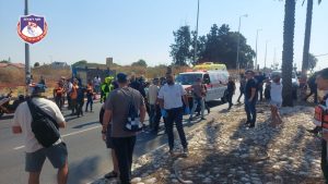 מזירת אירוע הדריסה בכביש 57.צילום: דוברות זק״א.